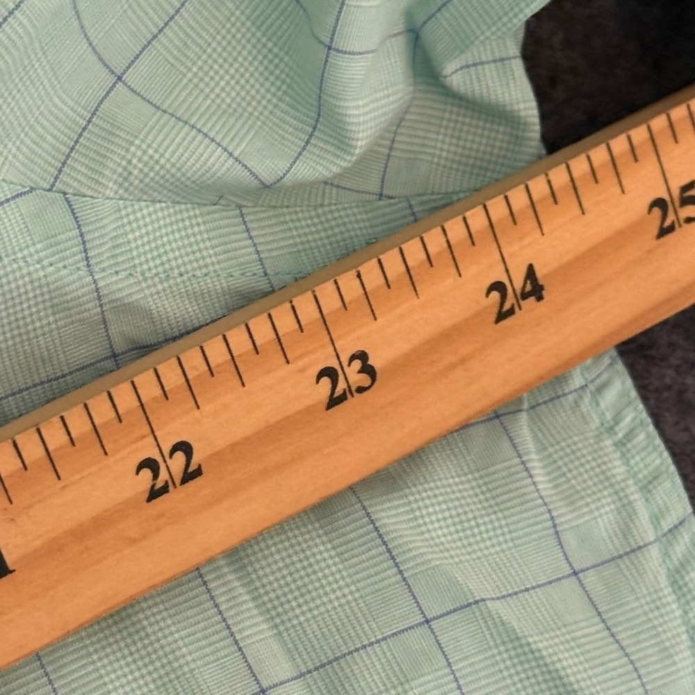 Ralph Lauren Purple Label Mens Mint Green Windowpane Cotton Dress Shirt 16.5 L - Picture 8 of 10